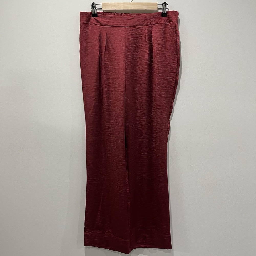NWT Adyson Parker Wide Leg Pants Sz M Rust Shiny Lightweight Flowy Resort Casual